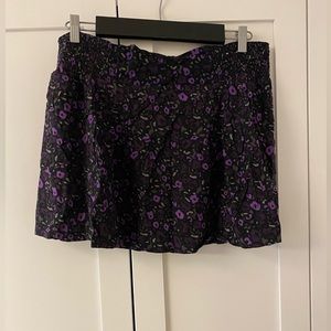 GAP Women’s Floral Mini Skirt, Purple Grey Black, Size XL, Flowy Comfy Fit